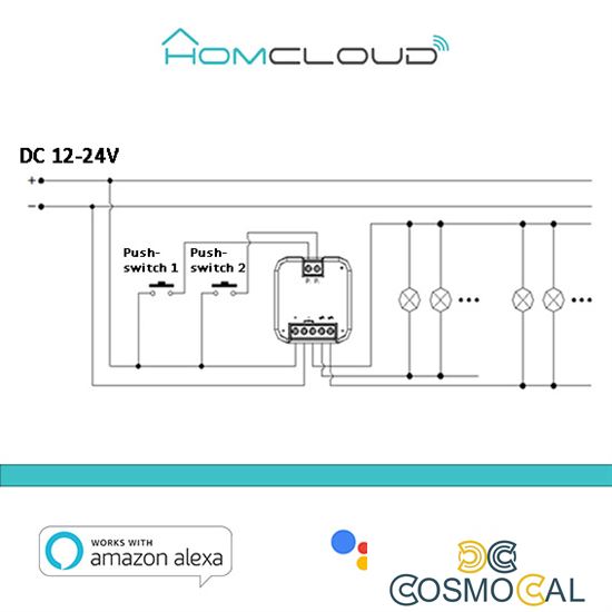 Modulo Pulsante Relè Wi-Fi 12/24V 2CH