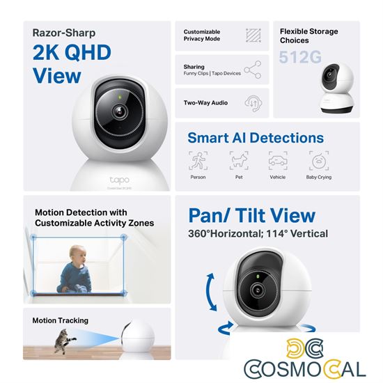 Telecamer sorveg. TC72  2K QHD Smart AI Wi-Fi Pan/Tilt Indoor