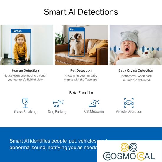 Telecamer sorveg. TC72  2K QHD Smart AI Wi-Fi Pan/Tilt Indoor