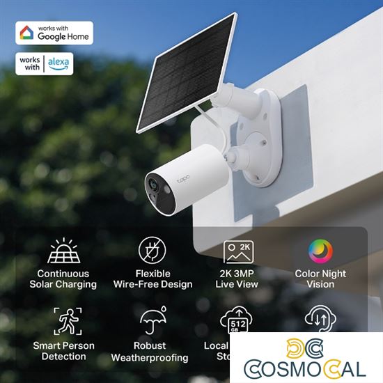 Telecamera a batteria Smart Tapo TC82 2K Kit con Pannello solare