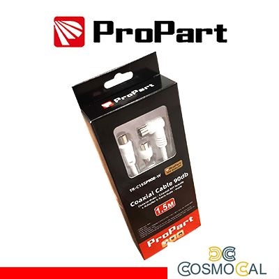 Cavo antenna TV IEC 90db 1.5M SP-PR90° bia+adattat BLISTER