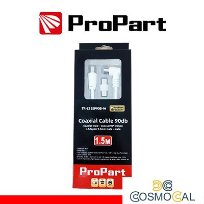 Cavo antenna TV IEC 90db 1.5M SP-PR90° bia+adattat BLISTER