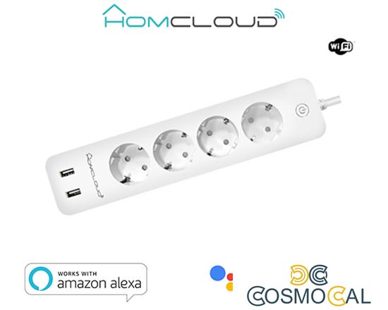 Multipresa Wi-Fi 16A 4 Schuko+2USB control energia sp. schuk